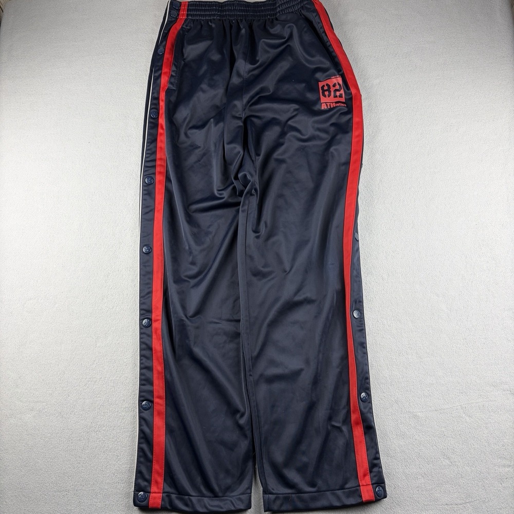 Vintage Plugg Athletic Tearaway Track Pants Men's M Navy Red Y2K Snap